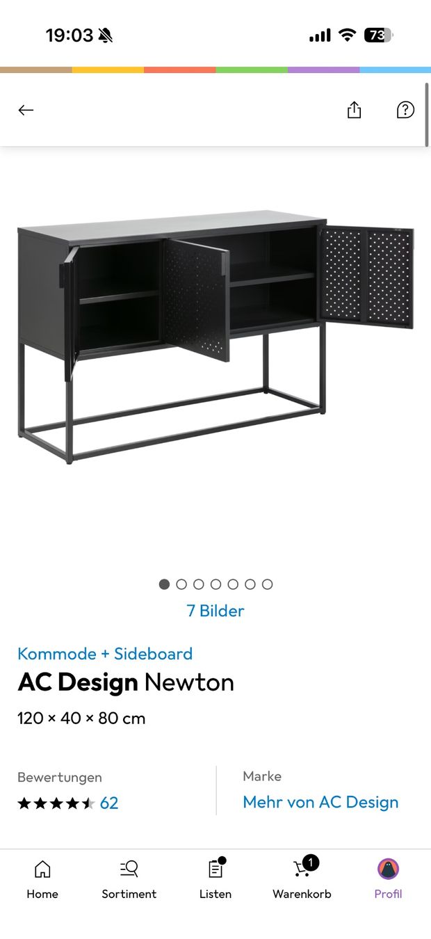 Cassettiere: Sideboard Metall schwarz – Usato da Pfungen venduto da Panino7 3
