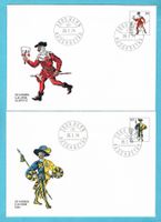 Einzelwerte INTERNABA-Block auf 4 illustrierten FDC.Ab Fr.1
