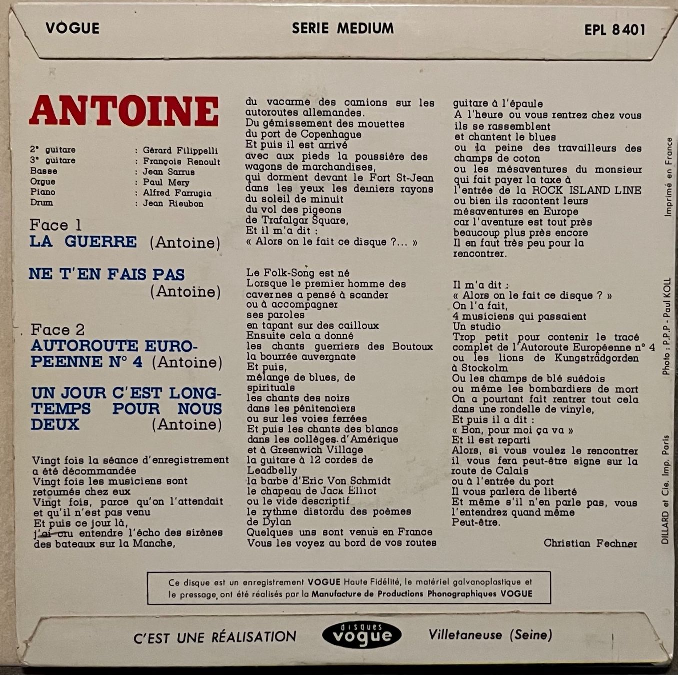 Dischi in vinile: ANTOINE - LA GUERRE – Usato da Bussigny venduto da vinyl-pas-cher 1