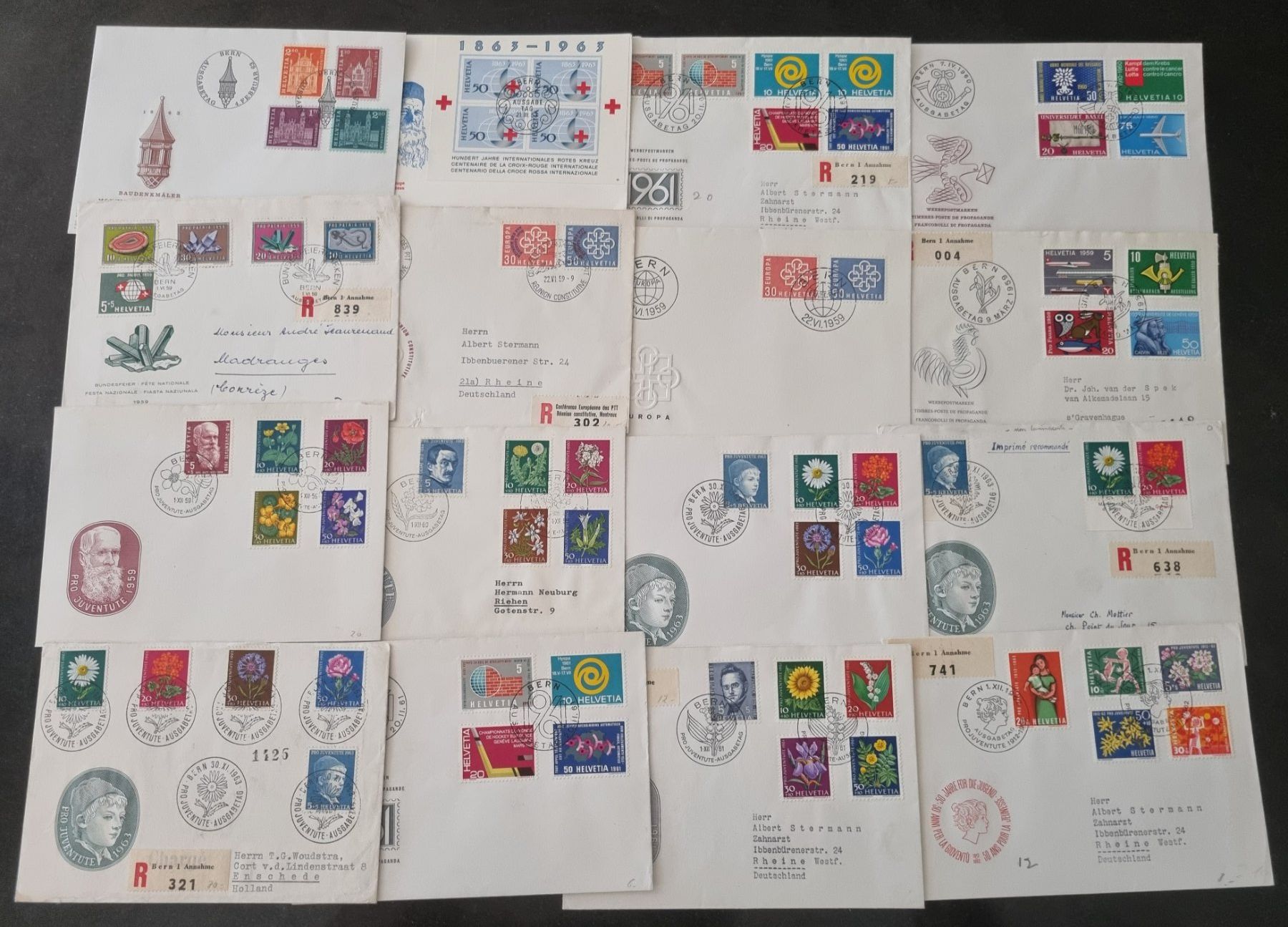 Tutti i francobolli: 16 FDC Ausgaben 1959 - 1963 – Usato da Gümligen venduto da Geniusbuy