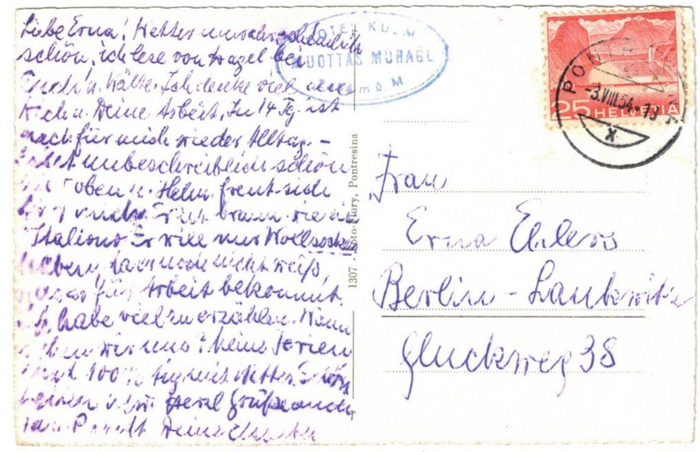 Cartoline postali: St. Moritz - Standseilbahn Muottas Muragl Bergstation – Usato da Binningen venduto da Mountainrider 1