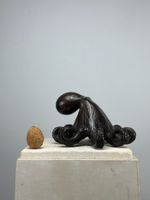 Sculpture de pieuvre stylisée en bronze patiné