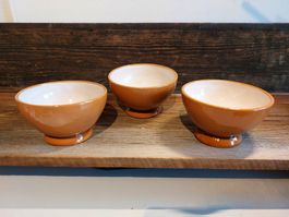 3 Keramik Schälchen, Suppen- Müslischale, Braun Berneck
