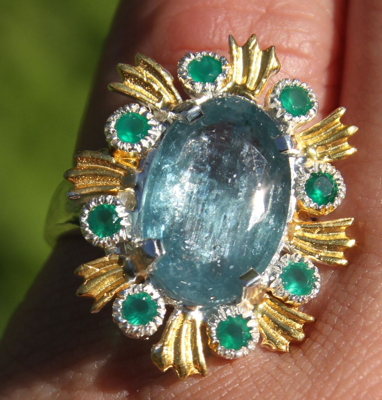 Anelli: Neu: Kyanit Onyx Ring Schmuck Größe 56 – Nuovo (secondo la descrizione) da Matten b. Interl venduto da EdelsteineInterlaken 4