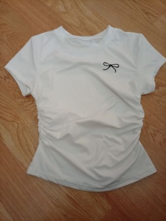 Damen T-Shirt weiss Grösse S mit Raffung guter Zustand