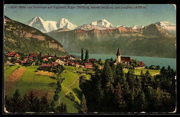 Ansichtskarten: Lithographie Sigriswil, Blick von Tschingel, Eiger, Mönch un – Gebraucht aus Berlin von bartko-reher