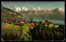 Lithographie Sigriswil, Blick von Tschingel, Eiger, Mönch un