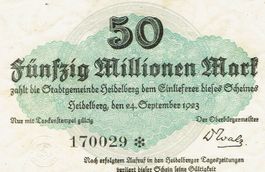 Heidelberg 50 Mil.Mark 24.09.1923 VZ+-VZ++