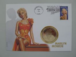 1995 Numisbrief: Marilyn Monroe + vergoldeter Gedenkmedaille