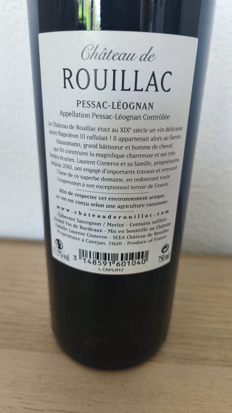 Vino: Rouillac 2012 Pessac-Leognan – Nuovo e nell'imballaggio originale da Kerns venduto da cat_6bnd 2