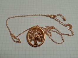 Baum Anhänger, vergoldet 585, 4.7g, 48cm Kette