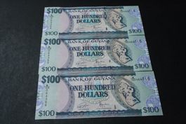 Guyane 3 x 100  Dollars UNC