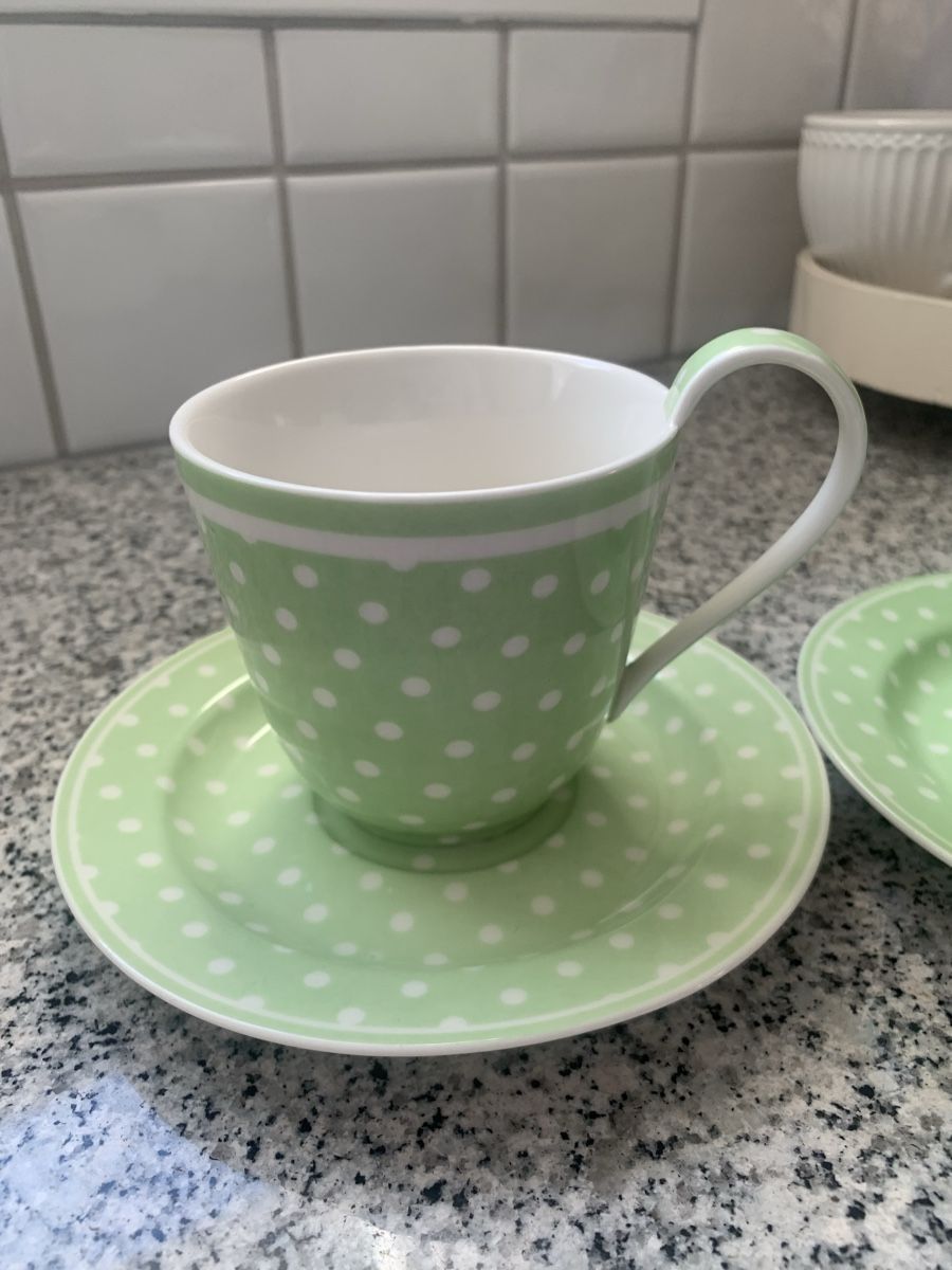 Greengate Tazze: 2 Greengate Tassen Dotty pale green – Usato da Ellikon an der Thur venduto da Bali1999 1