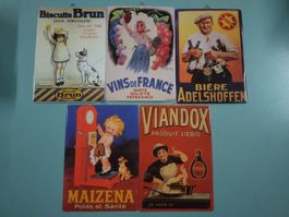 Lot de 5 plaques publicitaires type vintage 