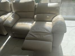 Sofa Leder beige mit Relaxfunktion zwei Sitzplätze gebraucht