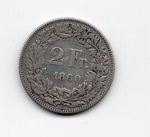 (1283) CH, 2 Franken 1860, ss-vz