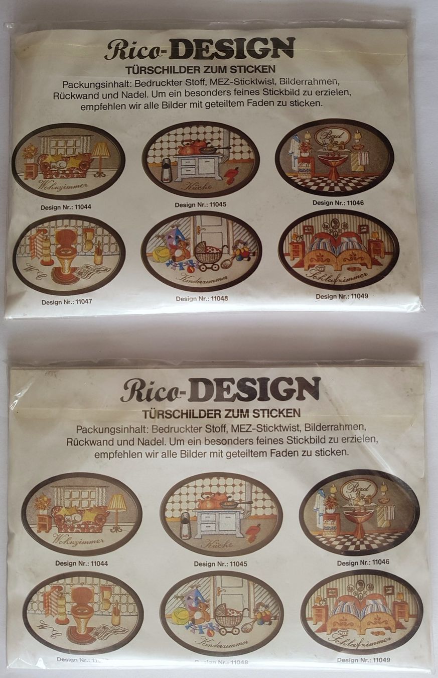 Bastelsets: Türschild zum Sticken "Badzimmer" oder "Schlafzimmer" / NEU – Neu und originalverpackt aus Dürrenäsch von Bastelnde 1
