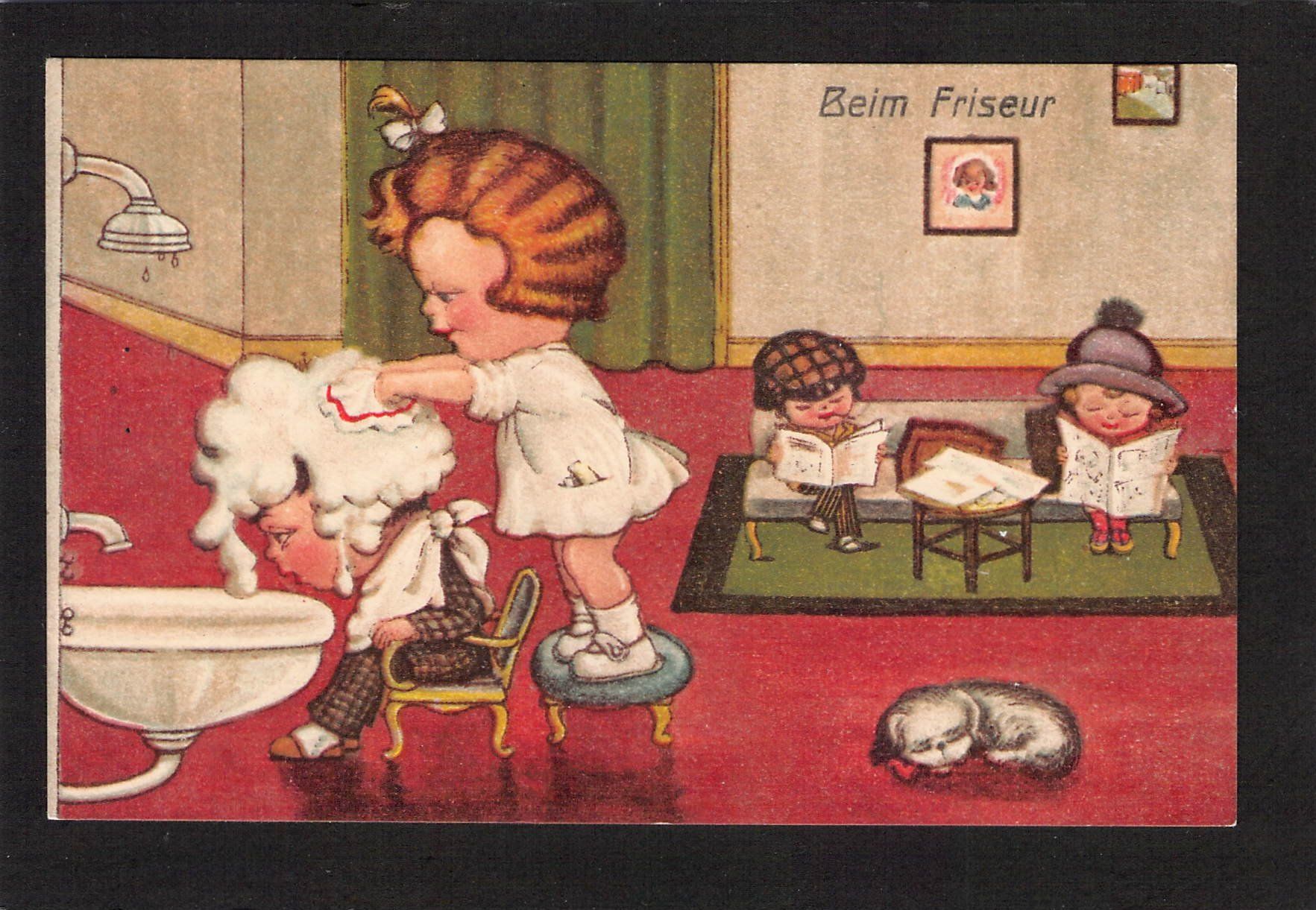 Cartoline postali: Beim Friseur – Usato da Reichenburg venduto da Pipo-67