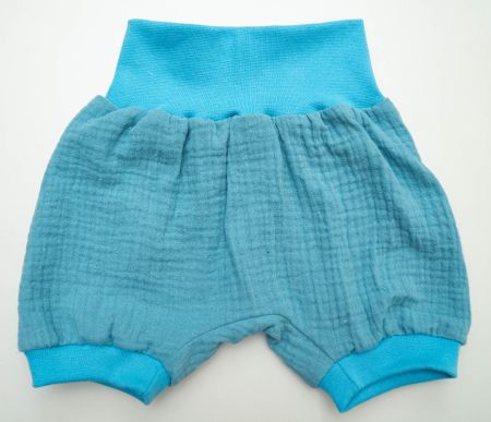 Kurze Pumphose aus Musselin- Unifarbe /Aqua Blau- 68/74  NEU