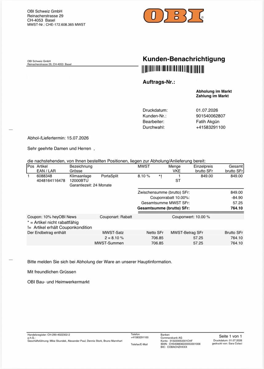 Midea Condizionatori: Midea Portasplit Klimaanlage – Nuovo e nell'imballaggio originale da Birsfelden venduto da jli_t8rq 8