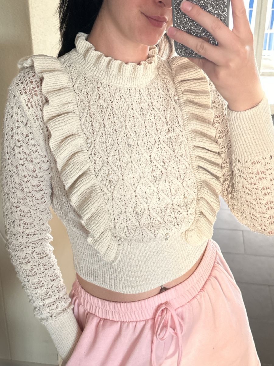 Zara Pulls & Sweat-shirts: Damen Pullover ZARA Creme Grösse M mit Perlen – D'occasion à Zug par a.marryl 3
