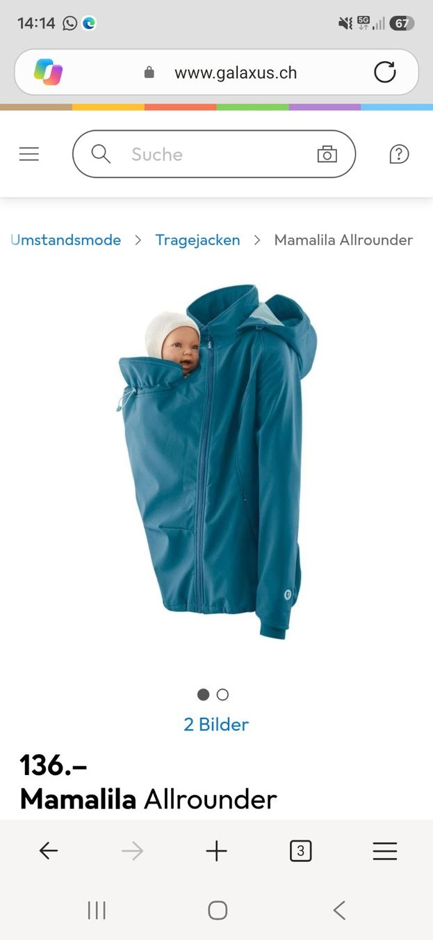 Mamalila Giacche: Mamalila Softshell Tragejacke blau / türkis – Usato da Aarau venduto da Sabrina35 2