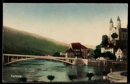 AK Aarburg, Teilansicht mit Brücke über die Aare