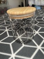 Vorratsglas Glas mit Bambusdeckel - Blume Muster 