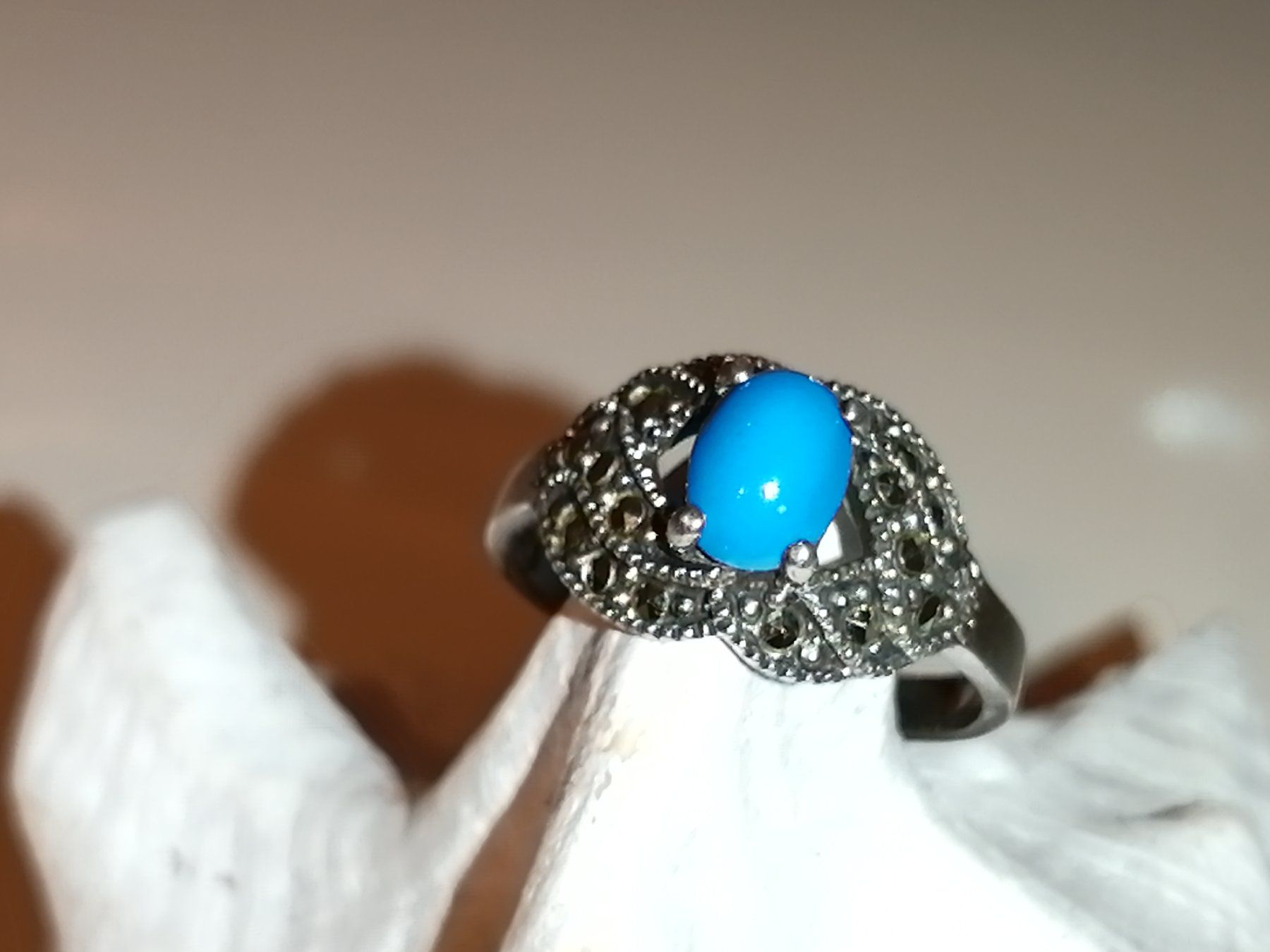 Anelli: 925 SILBER Ring mit blauem Stein – Usato da Nunningen venduto da mochflo 3