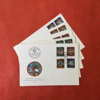 Pro Patria 1968 FDC Glasgemälde Kath. Lausanne Viererblock