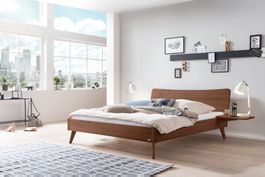Bett LOUNGE WAVE MASINO Nussbaum massiv 180 x 200 cm