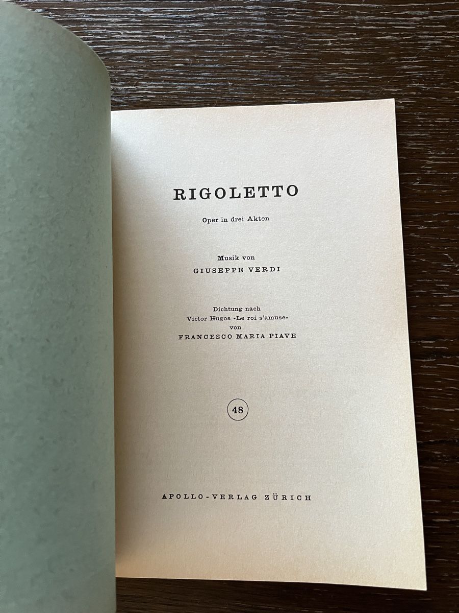 Libri: Textbuch Rigoletto Oper Giuseppe Verdi – Usato da Winterthur venduto da Mmagu 1