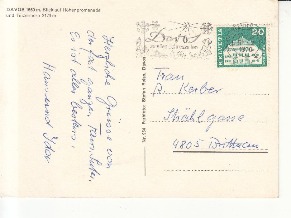 Cartoline postali: Davos 1970 – Usato da Bürglen TG venduto da StampGraf 1