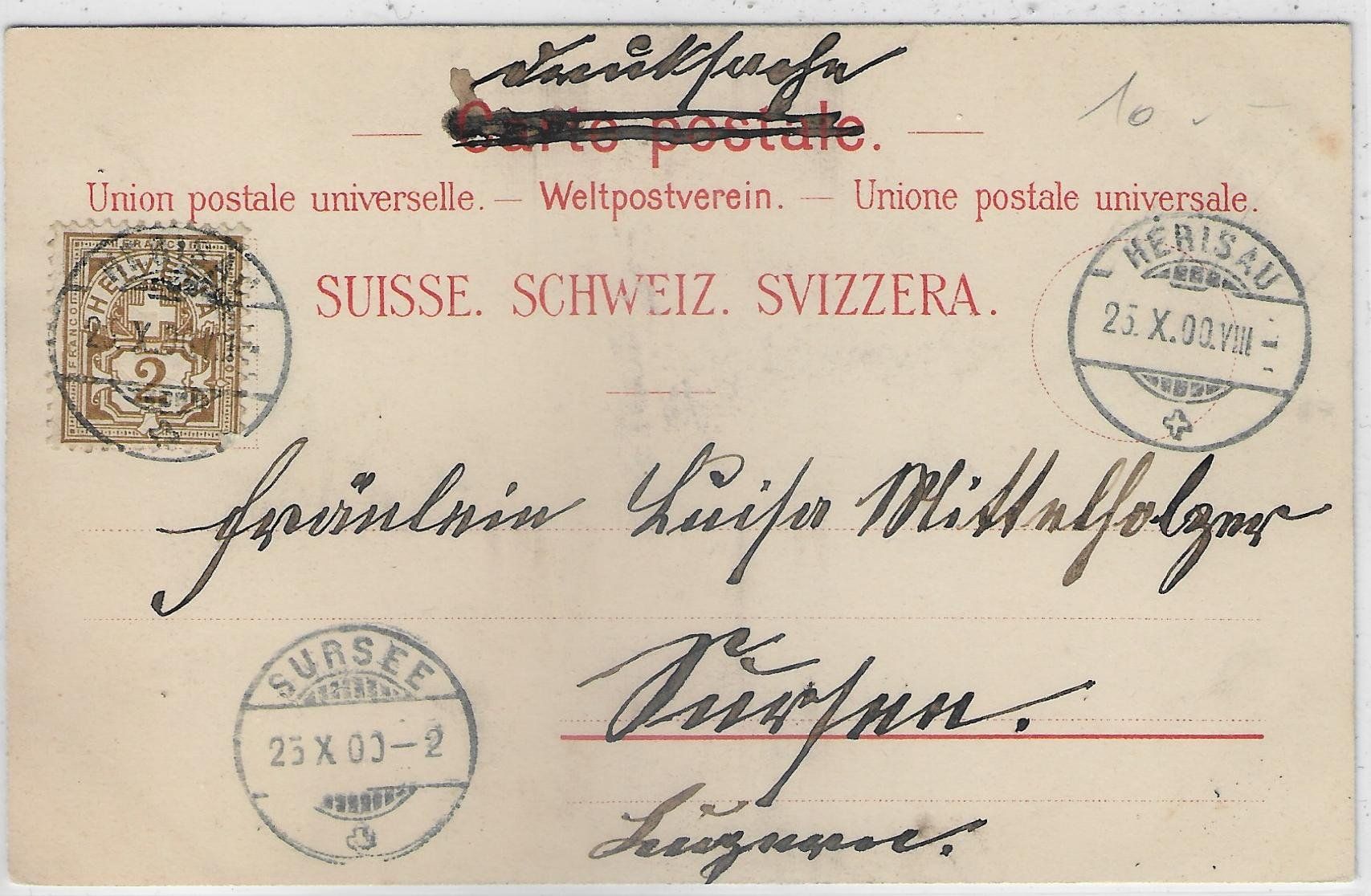 Cartoline postali: Rütli - Versandgeschäft L. Meyer Reiden - Litho 1900 – Usato da Ettingen venduto da Kartenplanet 1
