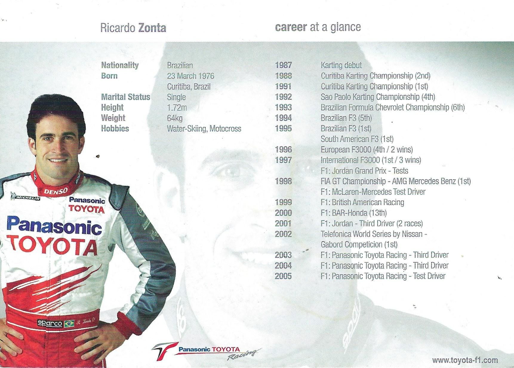 Autografi: Ricardo Zonta, Formel 1 2005 – Usato da Aarburg venduto da Hktm 1