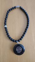 10mm Perlen,Onyx Kette mit Silber Spirale Anhänger 