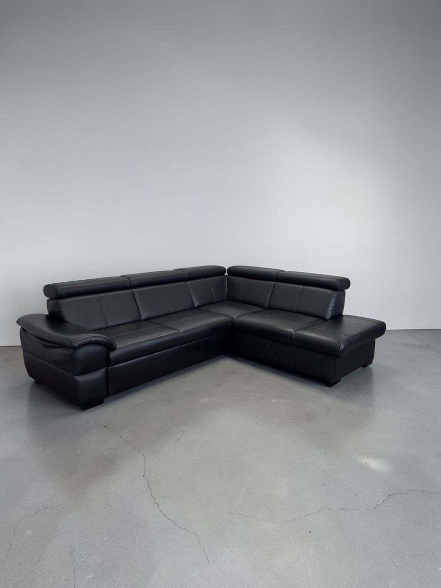 Sofas: Ecksofa aus echtem Leder, schwarz, mit Bettfunktion – D'occasion à Fehraltorf par Sofalab.swiss 4
