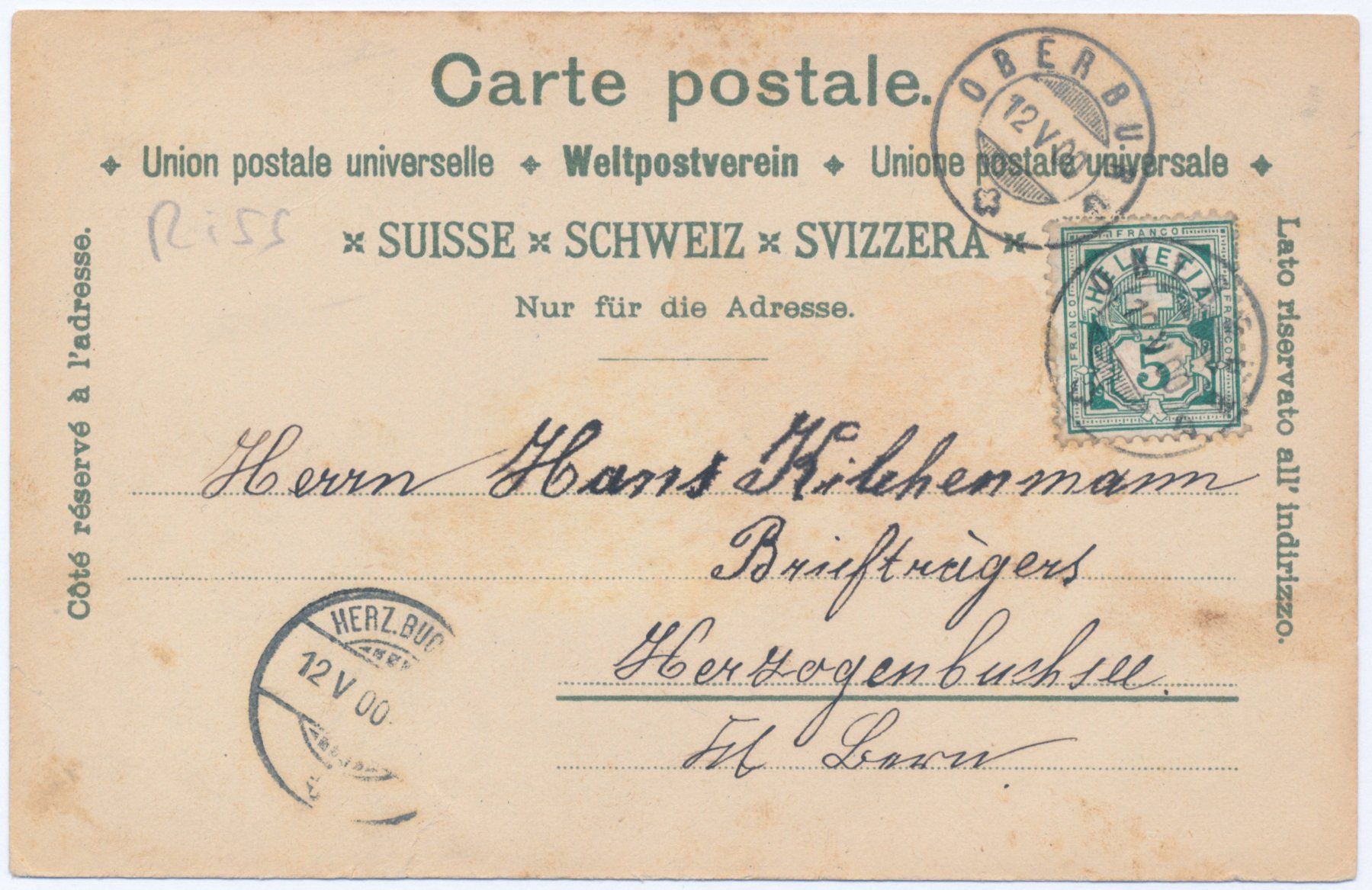 Cartoline postali: Gruss aus Kirchberg Litho 1900 4 Bild – Usato da Lützelflüh-Goldb venduto da fluidum 1