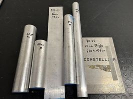 Metallstangen Ø50/40mm + Aluplatte Constellium