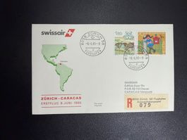 Swissair Erstflugbrief Zürich-Caracas 1985