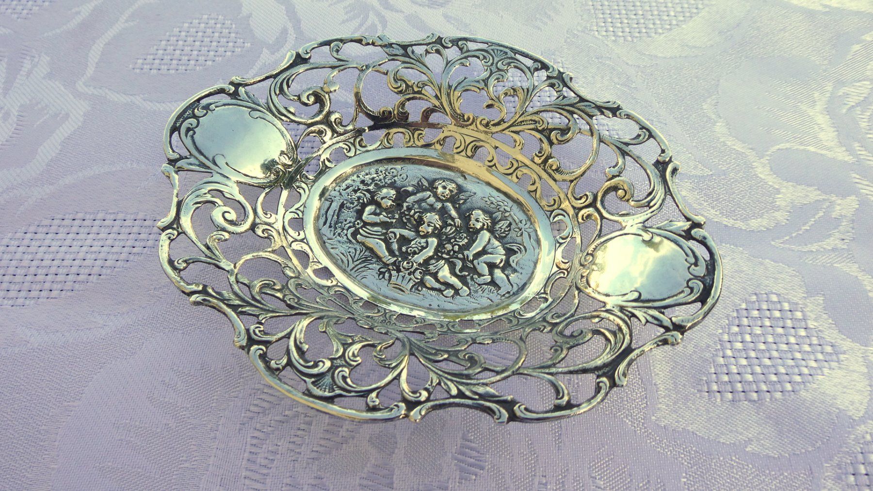 Ciotole: Antike Schale Schmucktablett 800 Silber Engel Putten – Usato da Frauenfeld venduto da Astra13 6