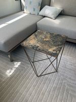 Holz Beistelltisch Marmoroptik Metallgestell