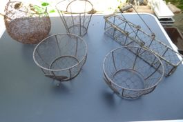 5 Draht Deko Körbli für Garten