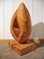 Skulptur Holz Figur Plastik Deko 3D Flamme Kunst Handwerk