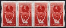 4 timbres Brésil 1959 Championnat Basket neufs