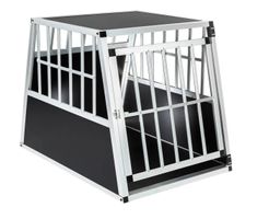 Hundetransportbox single mit schräger Rückwand, aus Alumini