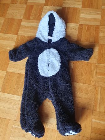Baby Overall, Panda, Kuschelvlies in Grösse 56