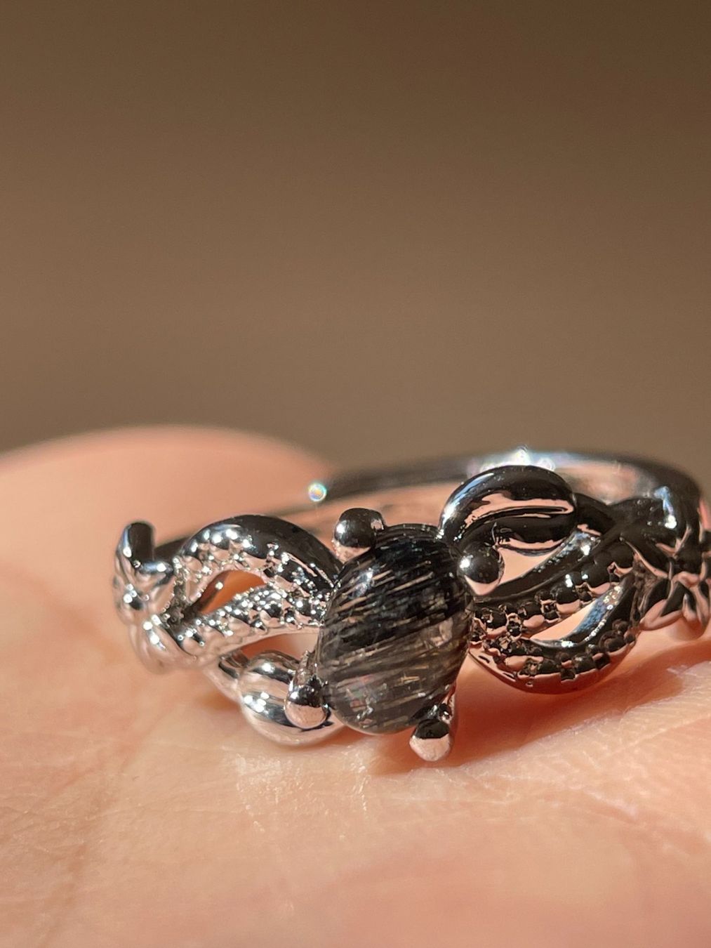 Anelli: 100 % echter schwarzer Rutilquarz-Ring – Edelsteinring. – Nuovo e nell'imballaggio originale da Schiers venduto da sisikristall 1