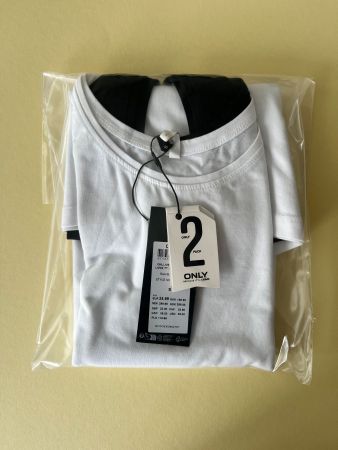 Top lang, Damen, ONLY, Grösse S  (Weiss/Schwarz 2 Stück)