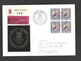 FDC Einschreiben Pro Patria Viererblock 1967